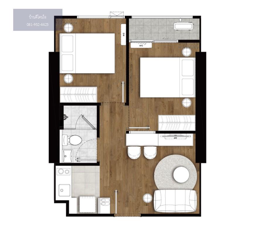 ขายดาวน์ด่วน!! คอนโด The Livin รามคำแหง (39.18 ตร.ม.) 2 bedroom ห้องมุม 170 เมตร ถึงสถานี Interchange แยกลำสาลี